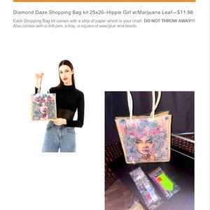 Diamond Daze Shopping Bag with chart slip, drill pen, tray, wax/glue and beads